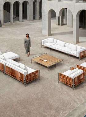 户外防雨晒不锈钢别墅藤编沙发庭院花园简约露天阳台家具茶几组合