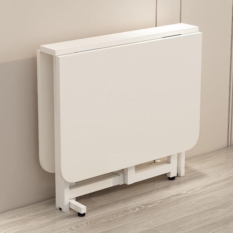 奶油风可折叠家用餐桌简约现代厨房长方形桌带轮子小户型简易饭桌