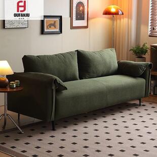 美式原木风沙发家用小户型复古沙发大象耳朵沙发客厅直排布艺沙发