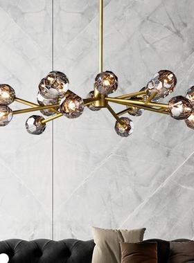 昊爽灯饰rh灯具轻奢吊灯客厅餐厅卧室全铜烟灰色水晶分子灯创意