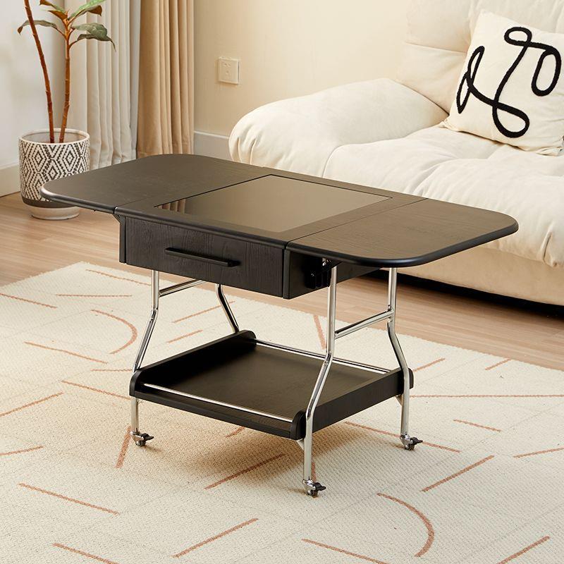 古风中古实木移动茶几客厅家用小推车北欧小户型沙发复古折叠收纳