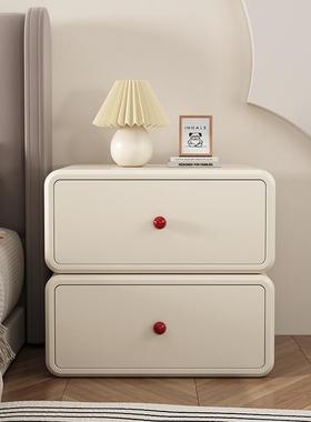 实木床头柜现代简约轻奢高级感卧室床边柜奶油风小型储物收纳柜