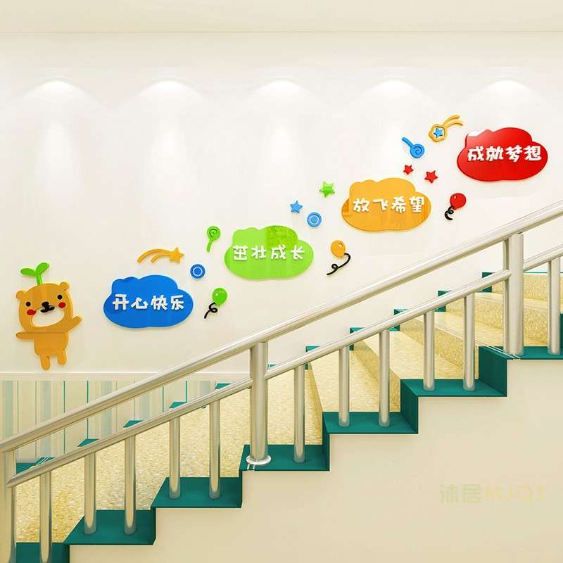 早教幼儿园墙面装饰墙贴文化墙布置楼梯走廊儿童房卡通贴画3d立体图片