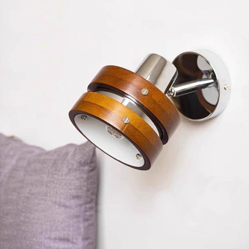 中古风实木床头壁灯日式诧寂风老洋房间卧室吊线氛围灯复古装饰灯