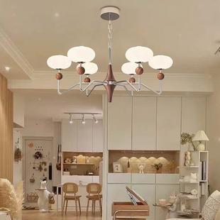 法式中古风客厅主灯高级复古感卧室琉光灯胡桃木色书房护眼吊灯