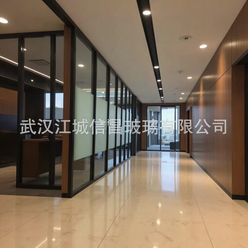 武汉双层玻带百叶钢化玻璃铝合金办公室高隔断墙厂家