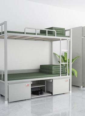 制式折叠桌椅班排双人床14高低单位单人床制式床钢制加厚上下铺款