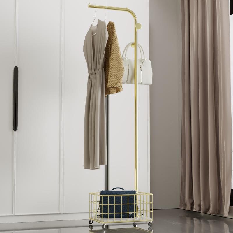 挂衣架卧室落地岩板带轮移动置物架床头收纳架子省空间简易衣帽架