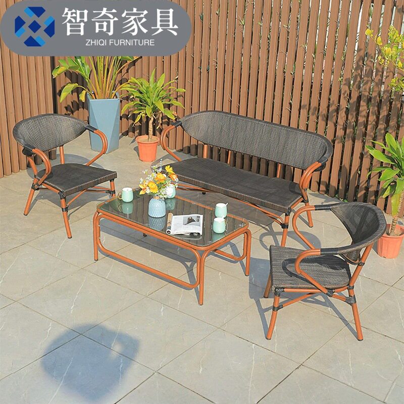 户外沙发铝合金防雨防晒室外露天庭院别墅酒店网布沙发四件套组合