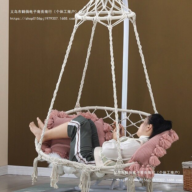 双人北欧吊篮秋千家庭悬挂客厅吊椅织物北欧风送货上楼悬挂式户外