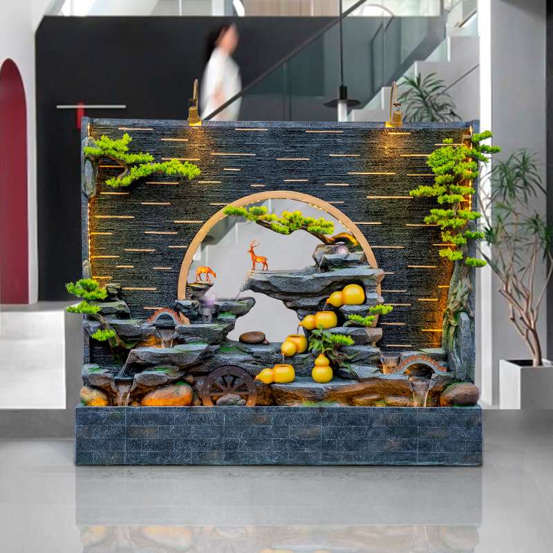 流水摆件循环水客厅水幕墙屏风葫芦景观装饰品招财风水轮假山喷泉