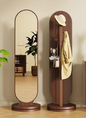 全身落地镜家用女生卧室可旋转移动穿衣镜挂衣帽架一体大试衣镜子