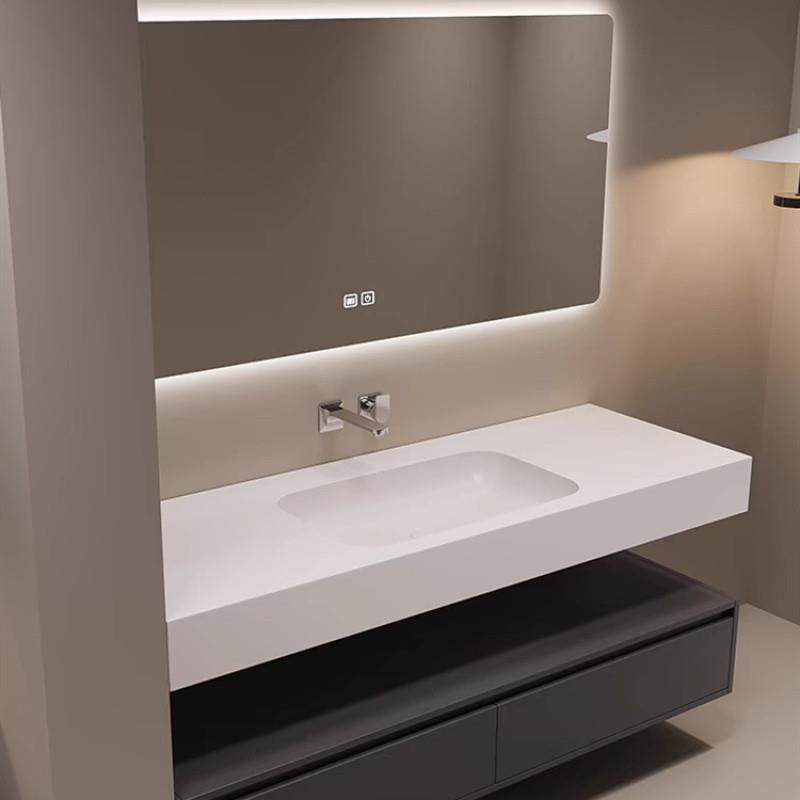 c6m轻奢岩板热弯一体盆洗漱台浴室柜卫生间智能浴室柜组合洗脸洗