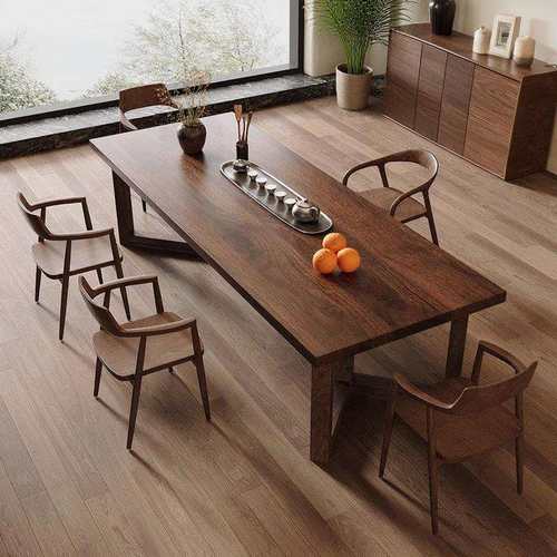 京伽南美胡桃木全实木茶桌椅组合原木简约客厅阳台餐书桌家用高档