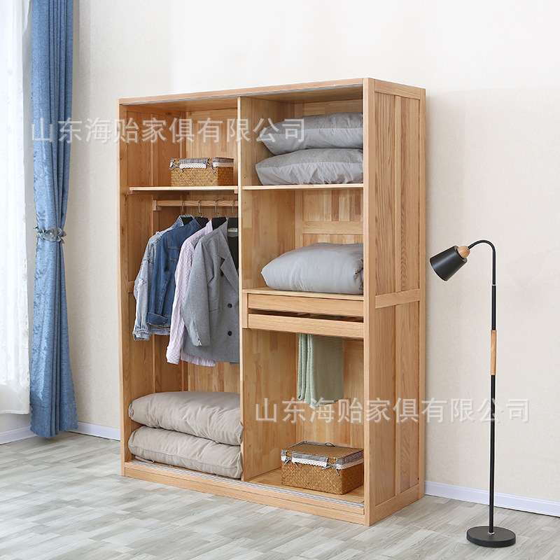 推拉门衣柜现代简约实木衣柜儿童衣橱出租房家用卧室移门衣柜