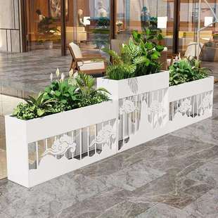 不锈钢户外花箱铁艺花槽商业街组合花架广场树箱外摆移动花坛