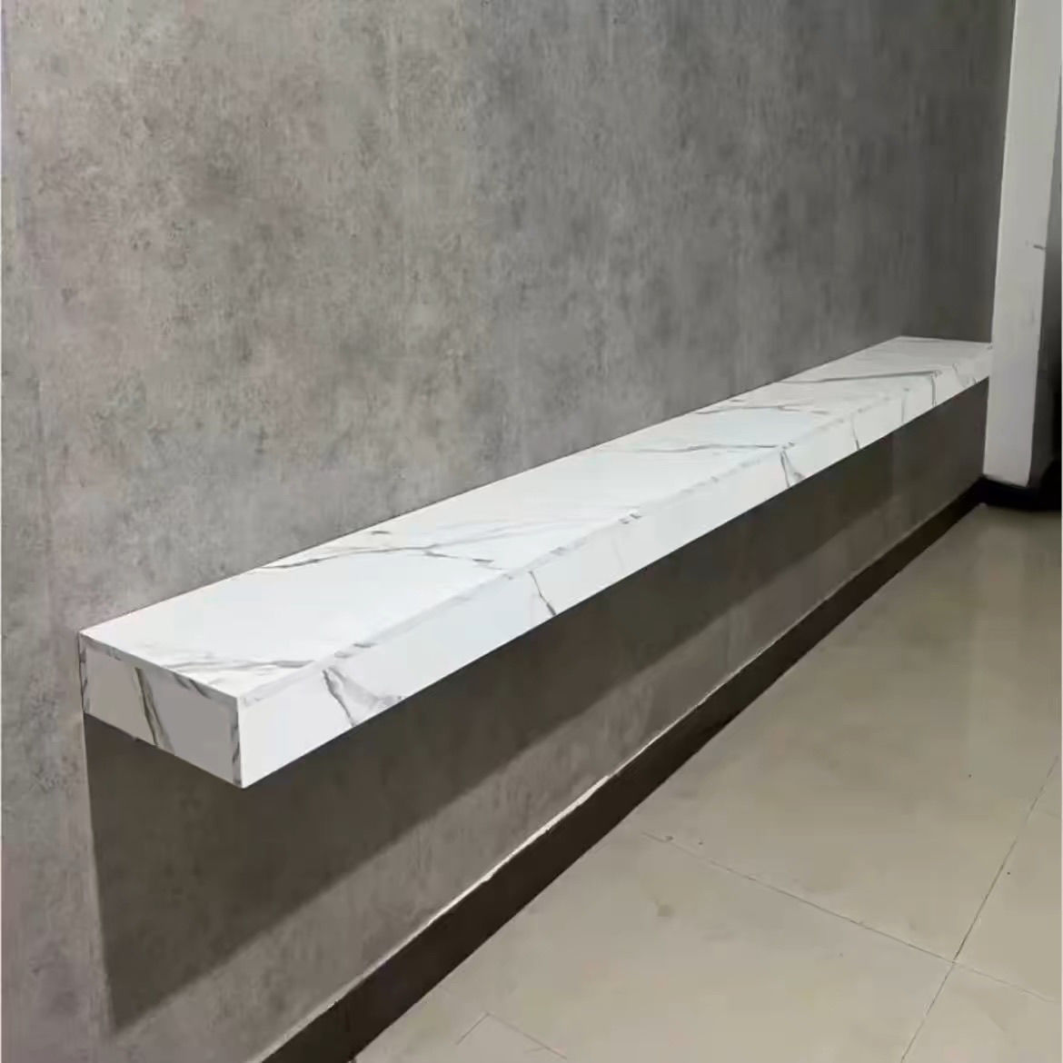 理发店专用镜台大理石台面实木台面带抽屉染烫区一体柜子壁挂台面