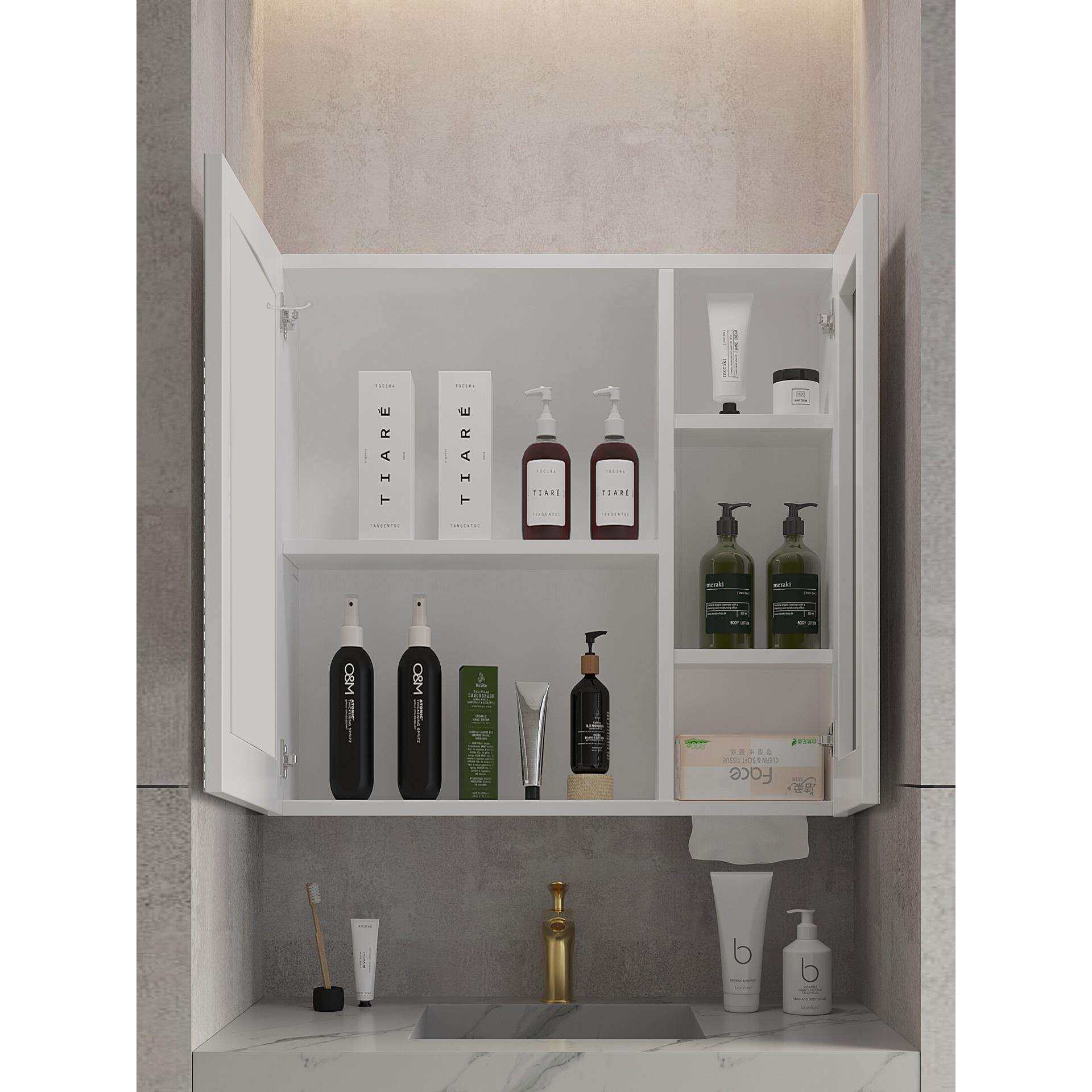 智能浴室镜柜挂墙式卫生间镜子带置物架收纳洗手台加厚太空铝新品