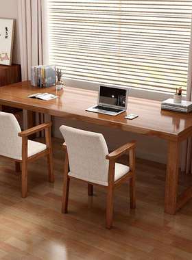 全实木大书桌客厅长条桌子家用简约双人学习写字桌简约电脑办公桌