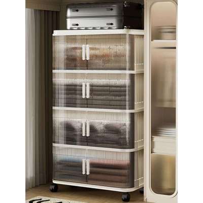 推拉门收纳柜储物柜多层婴儿衣柜多层衣服杂物柜可折叠透明收纳箱