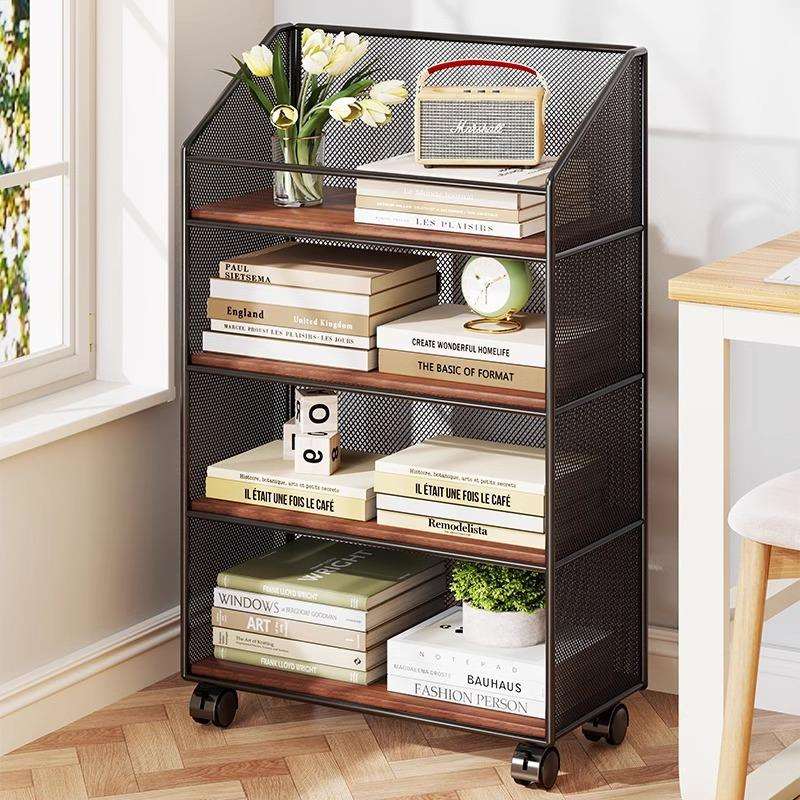 文件架落地书架办公室分层置物架工位神器可移动桌下小推车收纳柜
