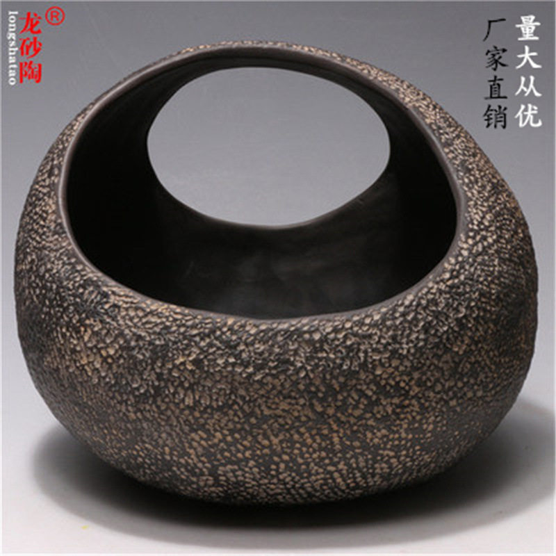 宜兴紫砂粗陶水洗花盆茶洗摆件
