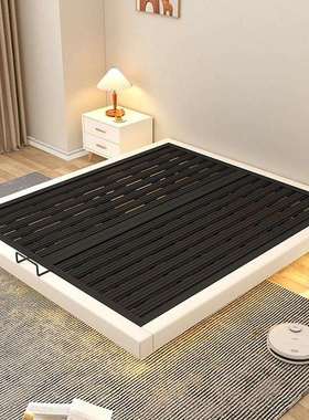 悬浮床现代简约无床头铁架钢架铁艺主卧双人床榻榻米排骨架悬空床