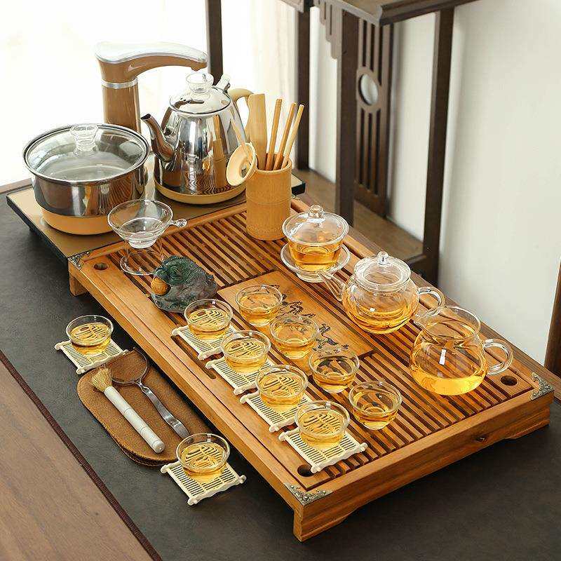 茶盘茶具一整套带烧水套装家用全自动整套功夫办公室一体茶台实木