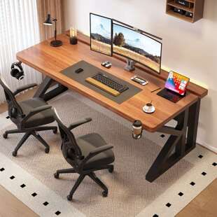 实木电脑桌卧室家用书桌学生学习写字桌台式办公桌双人电竞桌子