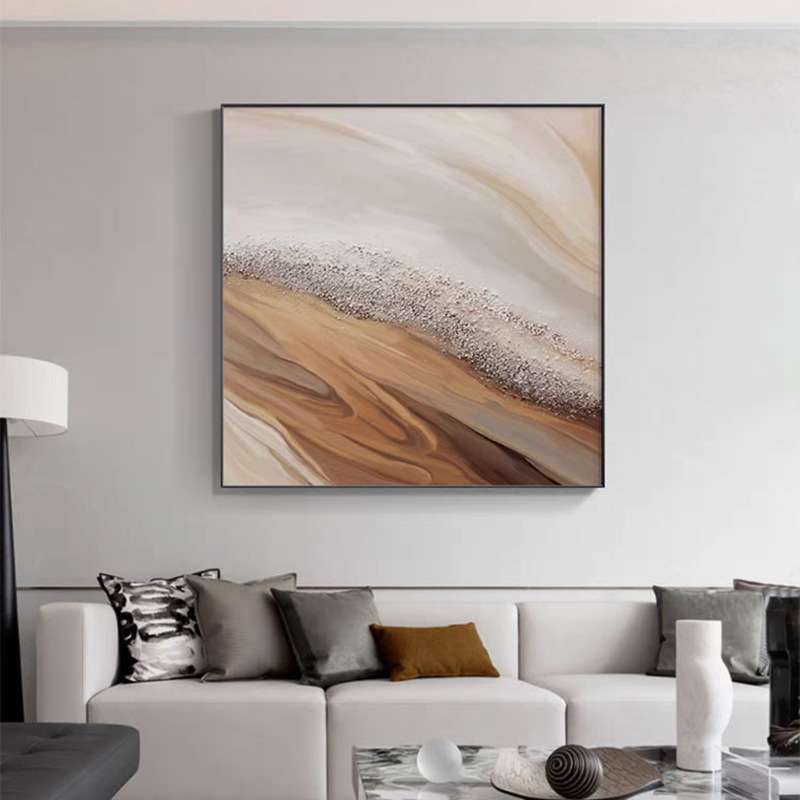 现代户玄关装饰画轻奢高档大气客厅挂画抽象正方形餐厅餐边柜壁画图片
