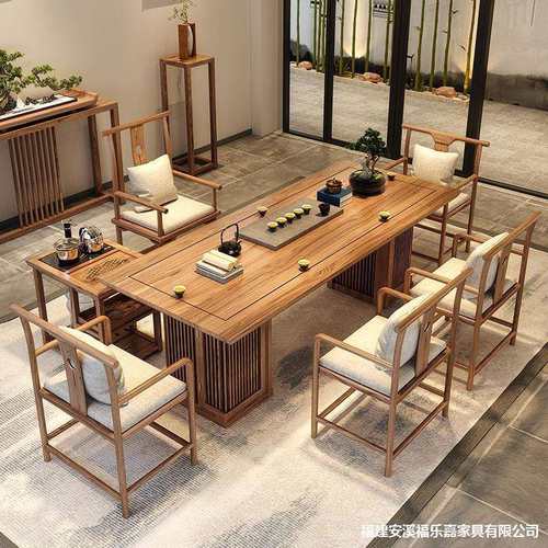 新中式白蜡木实木茶桌柜子腿现代简约艺术泡茶桌办公室家用茶台