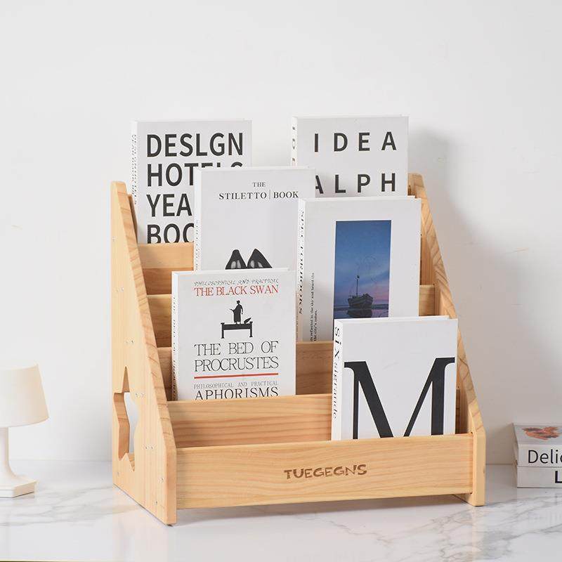 实木置物架多层卡片绘本收纳整理架原木色儿童简易书架贺卡存储架
