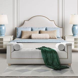 美式 床边沙发更衣凳床榻沙发 轻奢布艺床尾凳卧室休闲床前凳欧式