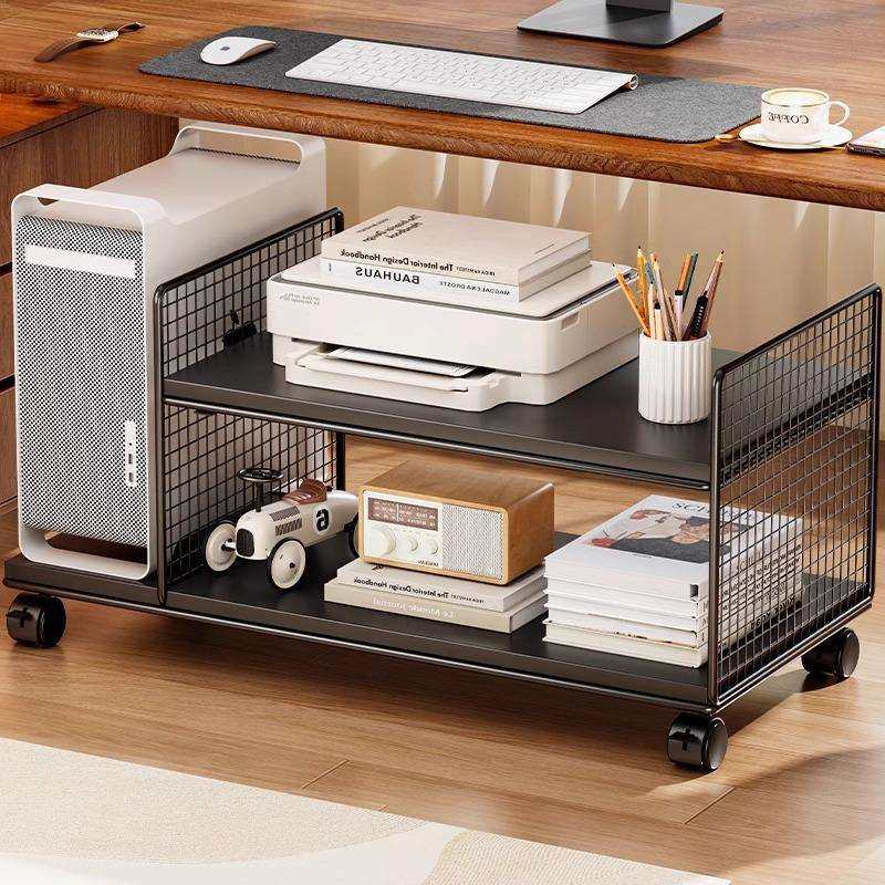 台式电脑主机托架打印机置物架家用办公通用带轮多层落地机箱底座