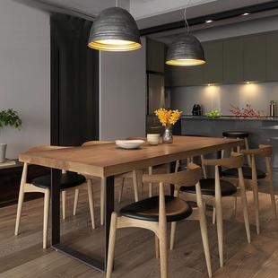 北欧全实木餐桌椅现代简约家用客厅长方形饭桌民宿原木餐桌带椅子