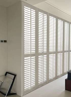 实木百叶透气门窗shutters推拉百叶门窗帘客厅隔断卫生间气窗衣柜
