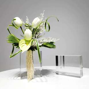 现代轻奢绿色花束仿真花艺组合摆件样板间客厅售楼部飘窗茶几装饰