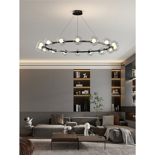 客厅吊灯2024年新款 轻奢高级感圆环魔豆灯极简大厅餐桌吊线灯 意式