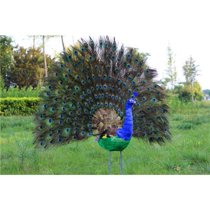 仿真孔雀橱窗装饰家居摆件拖尾孔雀开屏羽毛孔雀摄影婚庆模型道具