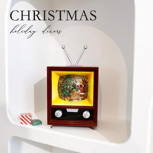 圣诞装饰仿真电视小摆件圣诞节场景布置夜光闹铃家装欧式装饰品