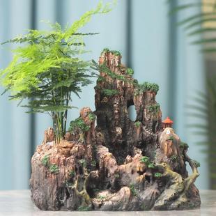 箐楷假山花盆树脂摆件造景绿植室内场景装饰客厅盆景中式景观造型