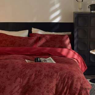 中古风~红色结婚四件套棉质床单被套年轻人婚庆婚房日常可用床品