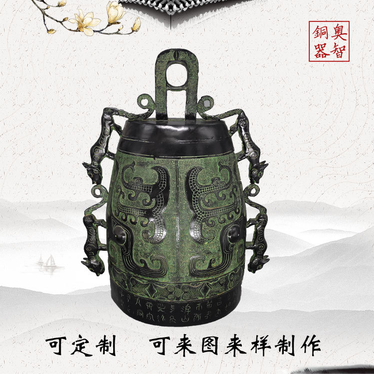 仿古青铜四虎编钟挂件手工