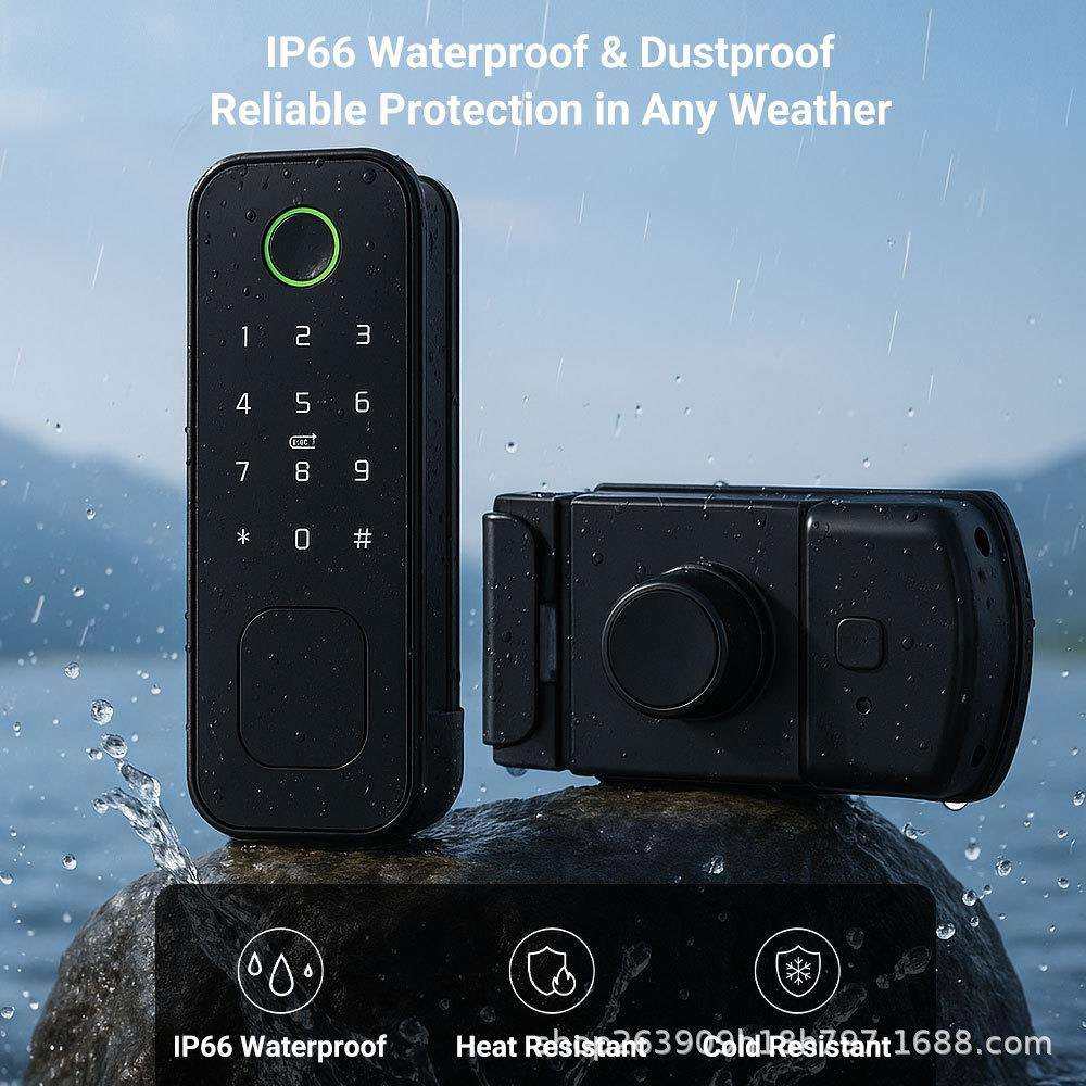 老式门牛头锁改装智能锁密码锁出租房铁门不锈钢防盗门防水指纹锁