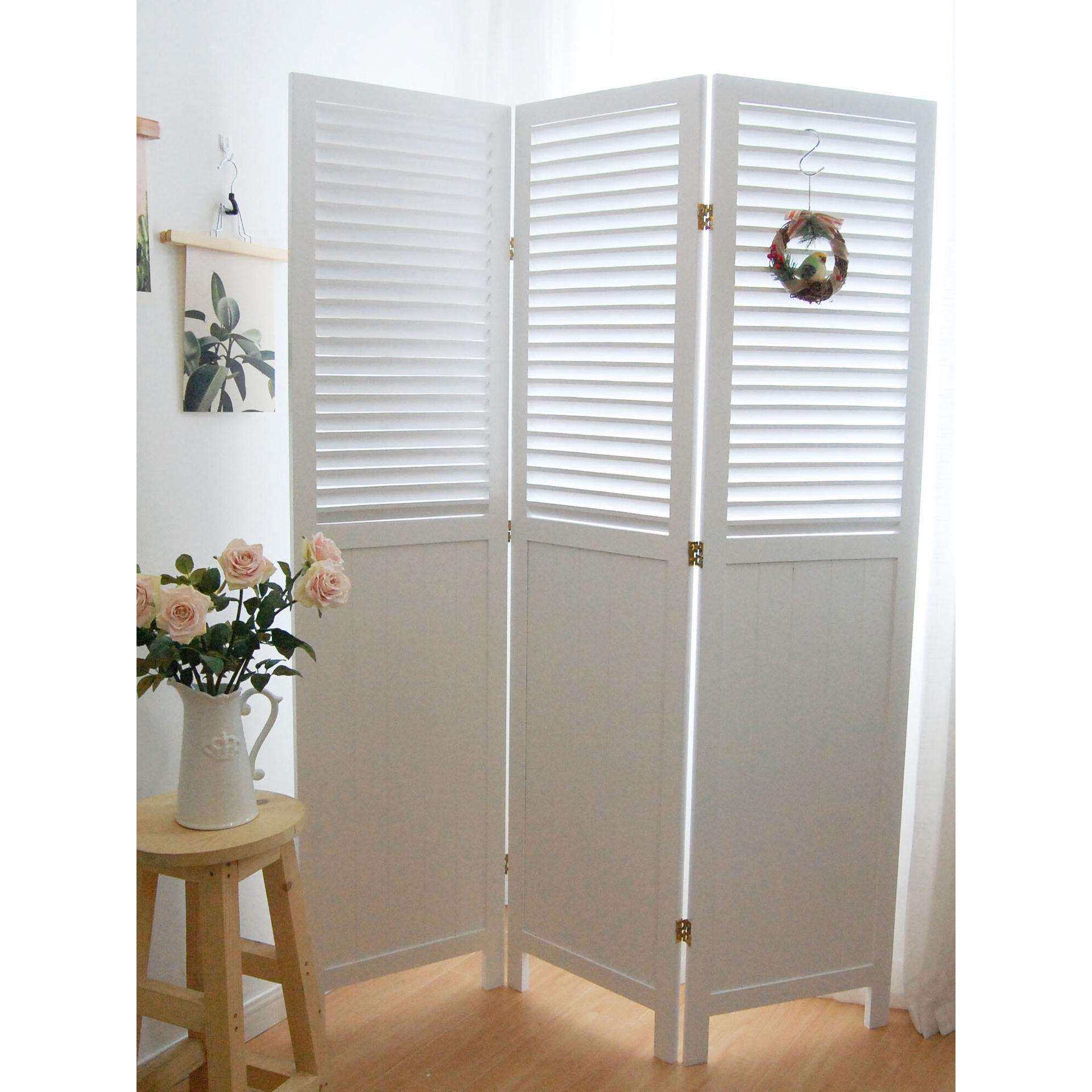 实木美式北欧简约田园折屏客厅服装店铺橱窗摄影棚婚礼隔断屏风