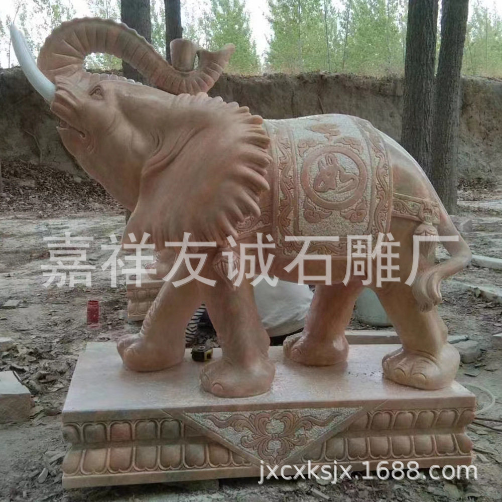 大型整石落地石雕大象 景区广场吉祥石象户外石材雕塑工程供货