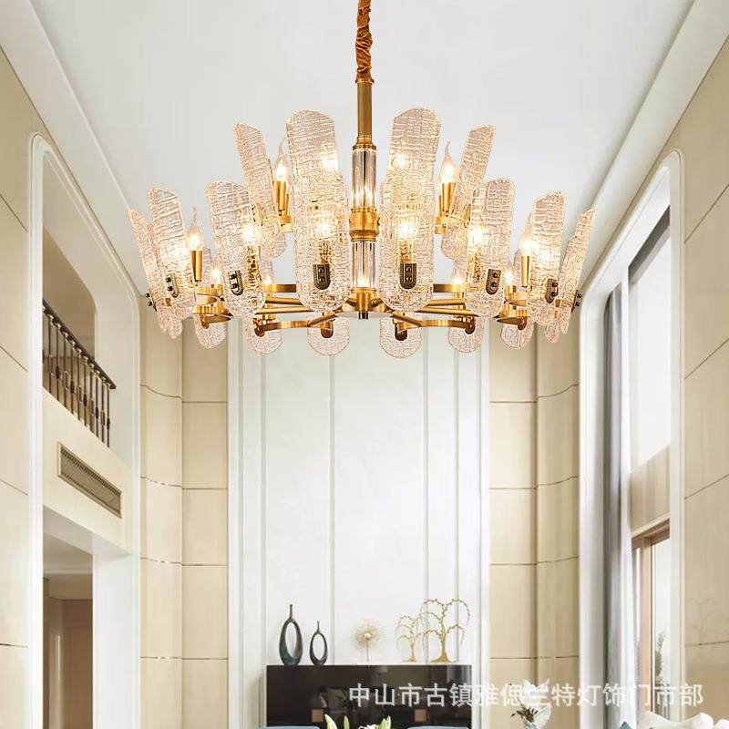 轻奢全铜客厅吊灯现代简约卧室餐厅个性灯具高档大气美式别墅铜灯