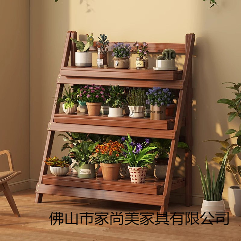 防腐木花架置物架阳台植物摆放架花架子客厅落地式折叠多肉花盆架