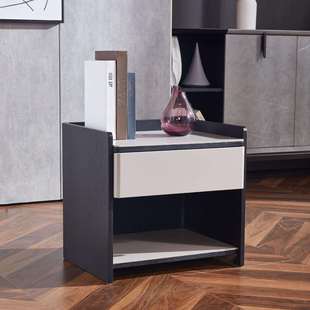 极简岩板床头柜烤漆烟熏木轻奢简约卧室边几设计 意式 SRKYQ M632