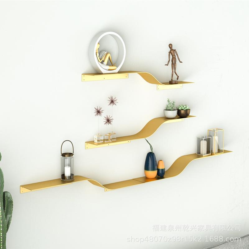 铁艺墙上置物架简约现代卧室沙发电视墙背景一字隔板壁挂装饰书架